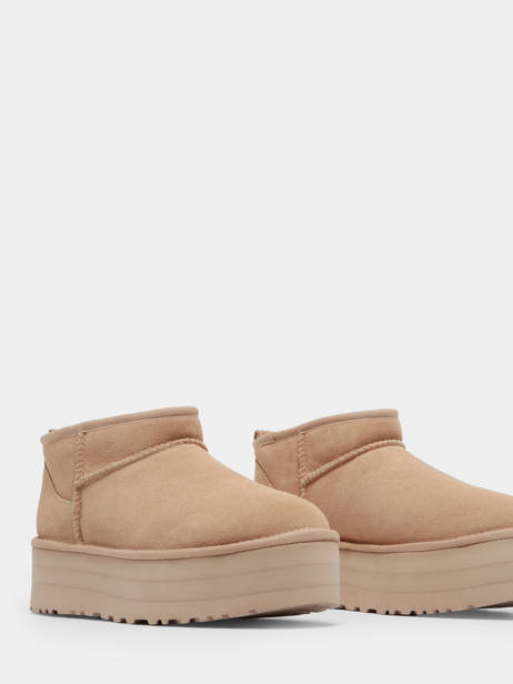 Boots Classic Ultra Mini Platform En Cuir Ugg Beige women 1135092 vue secondaire 3
