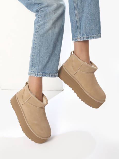 Boots Classic Ultra Mini Platform En Cuir Ugg Beige women 1135092 vue secondaire 2