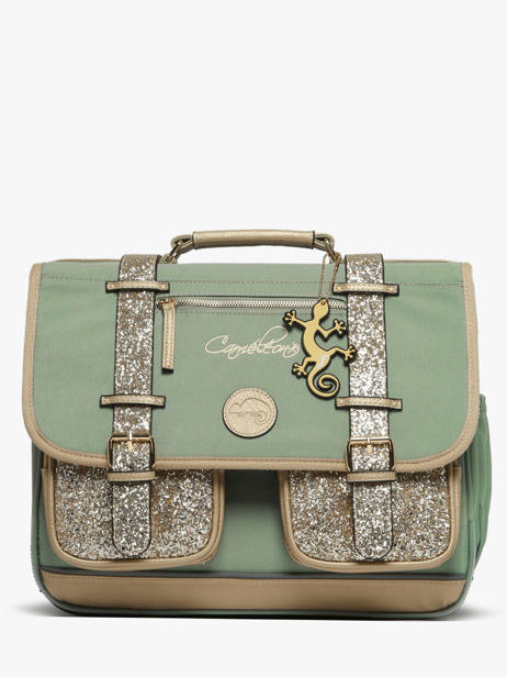 Cartable Enfant 2 Compartiments Cameleon Vert vintage fantasy CA38