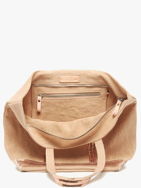 Le Cabas Zippé M Lin Et Paillettes Vanessa bruno Beige cabas lin 31V40378 vue secondaire 3