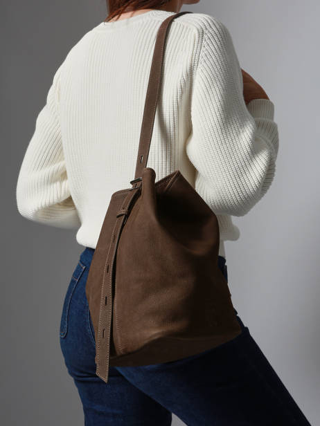 Sac Bandoulière Sac à Dos M Cavalier Nubuck Cuir Etrier Marron cavalier nubuck ECAN126M vue secondaire 3