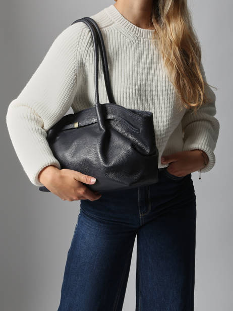Sac Porté épaule Caviar Cuir Milano Bleu caviar CA25062 vue secondaire 1