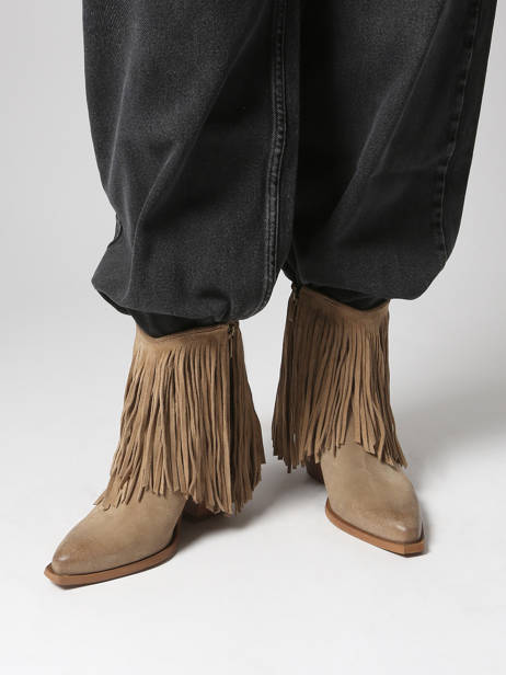 Santiags En Cuir Metisse Beige women XD2125 vue secondaire 1