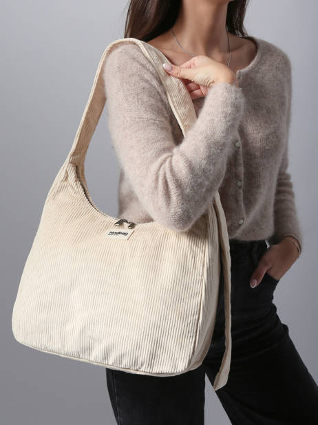 Sac Porté épaule Velours Velours Côtelé Hindbag Beige velours V vue secondaire 1