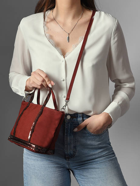 Sac Bandoulière Baby Cabas Paillettes Vanessa bruno Rouge cabas 1V40410 vue secondaire 1
