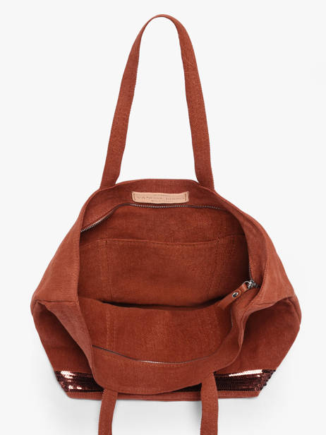 Le Cabas Zippé M Lin Et Paillettes Vanessa bruno Rouge cabas lin 31V40378 vue secondaire 3