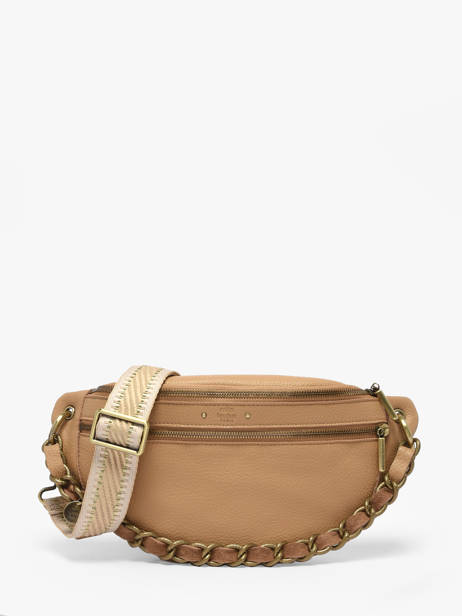 Sac Banane Cuir Mila louise Beige vintage 23689C1