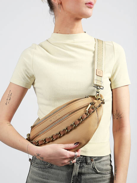 Sac Banane Cuir Mila louise Beige vintage 23689C1 vue secondaire 1
