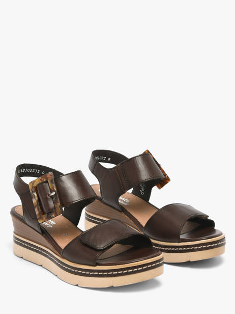 Sandales Talon Compensé En Cuir Remonte Marron women 25 vue secondaire 2