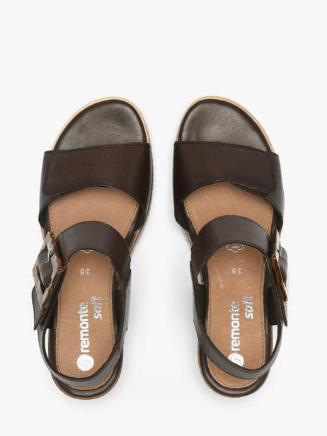 Sandales Talon Compensé En Cuir Remonte Marron women 25 vue secondaire 4