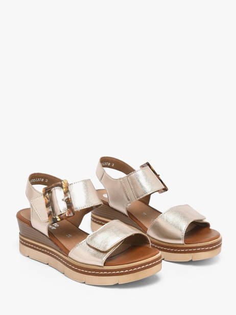 Sandales Talon Compensé En Cuir Remonte Or women 90 vue secondaire 2