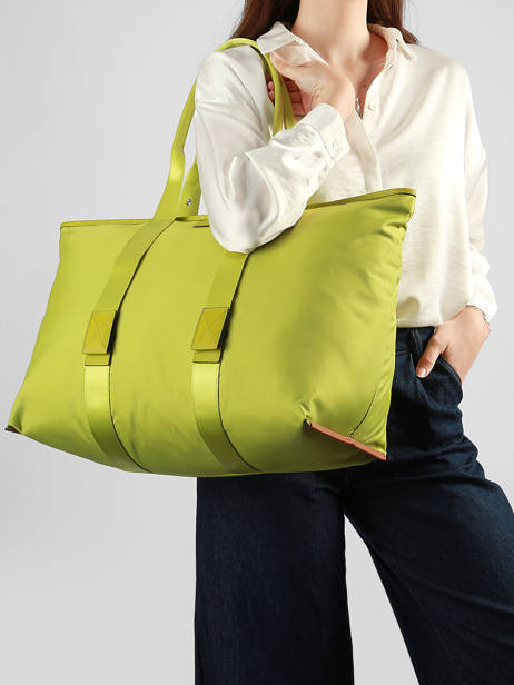 Sac Cabas Zippé L Mistral Rollable Nylon Et Cuir Lancel Vert mistral A13996 vue secondaire 1