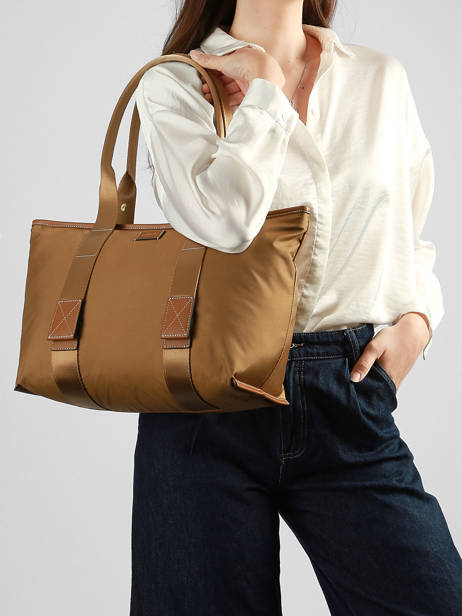 Sac Cabas Zippé M Mistral Rollable Nylon Et Cuir Lancel Marron mistral A13995 vue secondaire 1