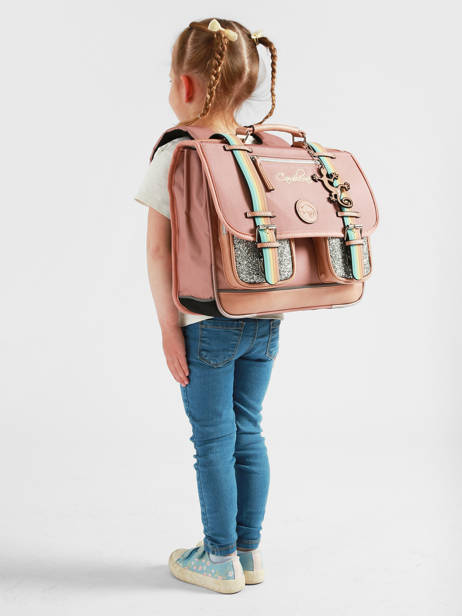 Cartable Enfant 2 Compartiments Cameleon Rose vintage fantasy CA35 vue secondaire 1