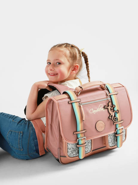 Cartable Enfant 2 Compartiments Cameleon Rose vintage fantasy CA35 vue secondaire 2