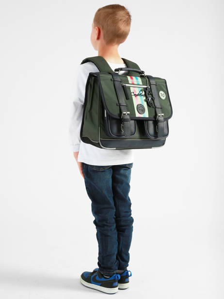 Cartable 2 Compartiments Cameleon Vert vintage urban CA38 vue secondaire 1