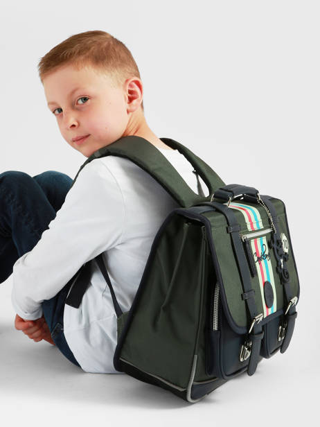 Cartable 2 Compartiments Cameleon Vert vintage urban CA38 vue secondaire 2