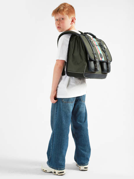Cartable 3 Compartiments Cameleon Vert vintage urban CA41 vue secondaire 1