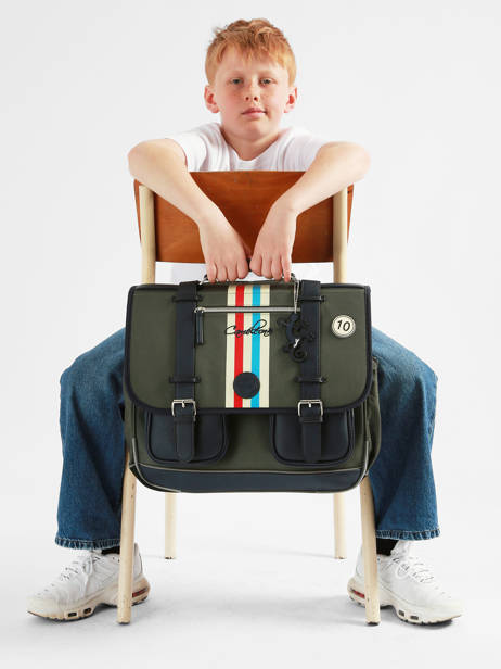 Cartable 3 Compartiments Cameleon Vert vintage urban CA41 vue secondaire 2