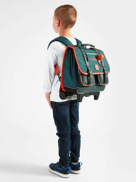 Cartable à Roulettes 2 Compartiments Cameleon Bleu vintage urban CR38 vue secondaire 2