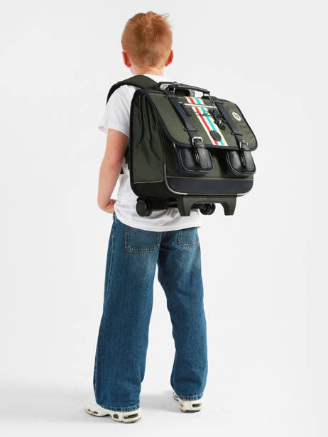 Cartable à Roulettes 3 Compartiments Cameleon Bleu vintage urban CR41 vue secondaire 2