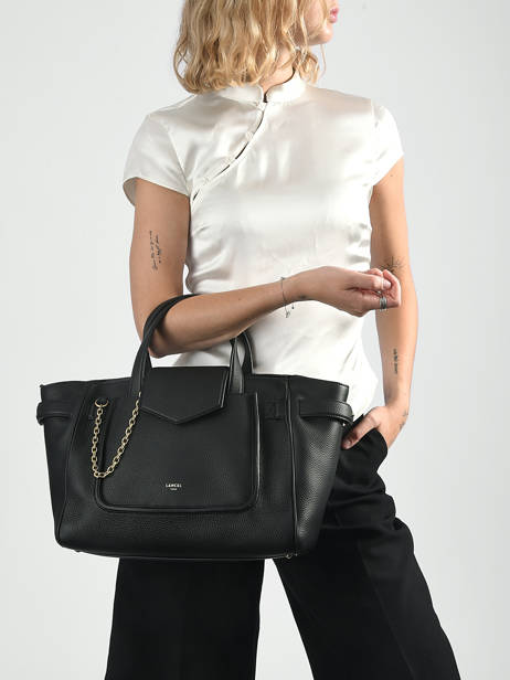 Sac Carryal M Thea Cuir Lancel Noir thea A14222 vue secondaire 1