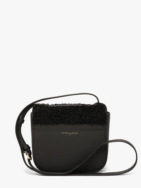 Sac Bandoulière Pénélope Peau Lainée Et Cuir Nathan baume Noir odyssey 1S vue secondaire 5