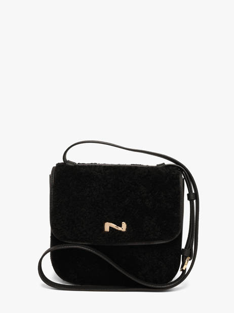 Sac Bandoulière Ulysse Peau Lainée Et Cuir Nathan baume Noir odyssey 2S