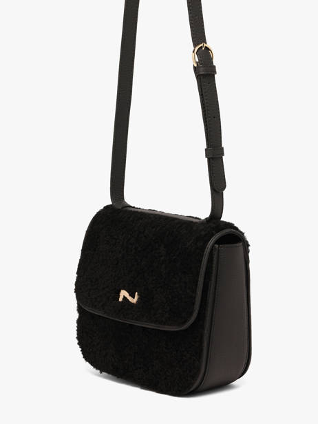 Sac Bandoulière Ulysse Peau Lainée Et Cuir Nathan baume Noir odyssey 2S vue secondaire 2