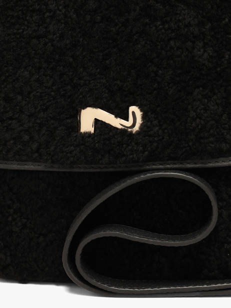 Sac Bandoulière Ulysse Peau Lainée Et Cuir Nathan baume Noir odyssey 2S vue secondaire 3