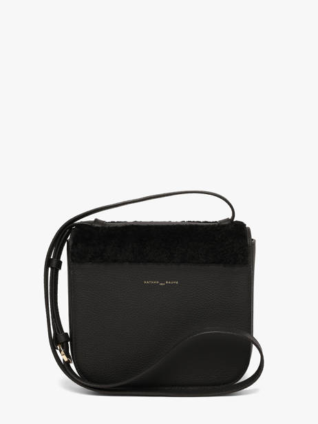 Sac Bandoulière Ulysse Peau Lainée Et Cuir Nathan baume Noir odyssey 2S vue secondaire 5