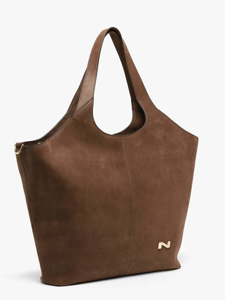 Sac Porté épaule Dubai Nubuck Cuir Nathan baume Marron riverside 3NG vue secondaire 2