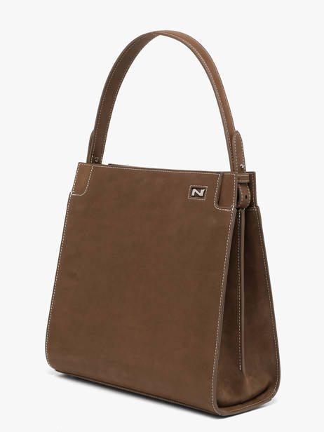 Sac à Main Elisabeth Cuir Nubuck Nathan baume Marron dynasty 4NG vue secondaire 2