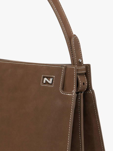 Sac à Main Elisabeth Cuir Nubuck Nathan baume Marron dynasty 4NG vue secondaire 3