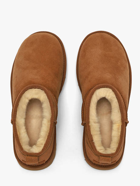 Boots Classic Ultra Mini En Cuir Ugg Marron women 1116109 vue secondaire 4