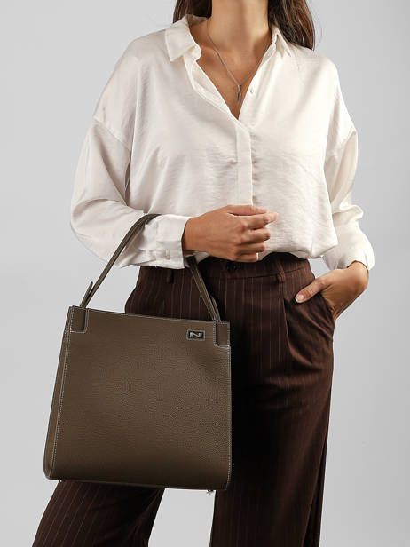 Sac Main Elisabeth Cuir Nathan baume Marron dynasty 4 vue secondaire 1