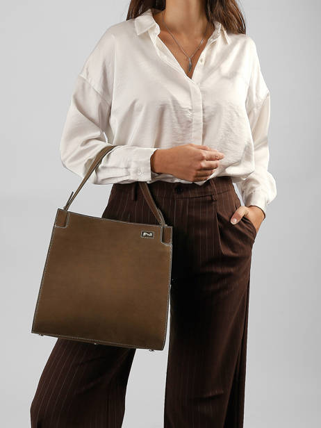 Sac à Main Elisabeth Cuir Nubuck Nathan baume Marron dynasty 4NG vue secondaire 1