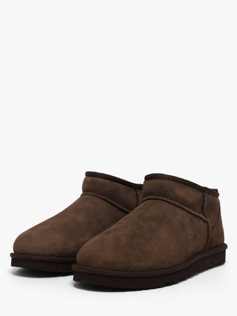 Boots Classic Ultra Mini En Cuir Ugg Marron men 1137391 vue secondaire 1