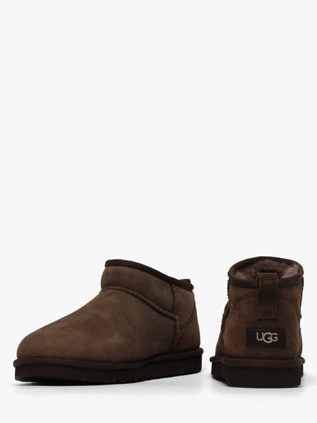 Boots Classic Ultra Mini En Cuir Ugg Marron men 1137391 vue secondaire 2