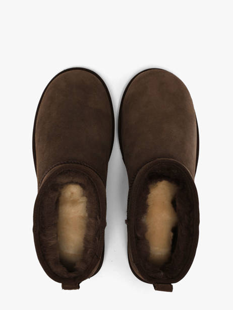 Boots Classic Ultra Mini En Cuir Ugg Marron men 1137391 vue secondaire 3