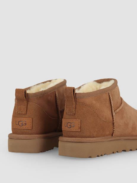 Boots Classic Ultra Mini En Cuir Ugg Marron women 1116109 vue secondaire 5